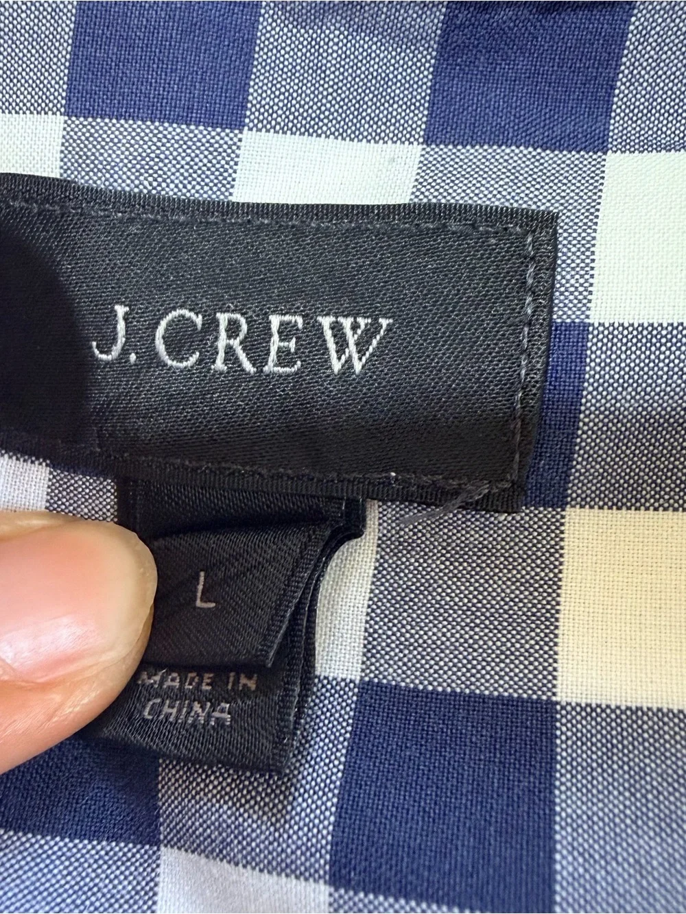 J.Crew Men’s Large Blue White Gingham Check Long Sleeve Shirt